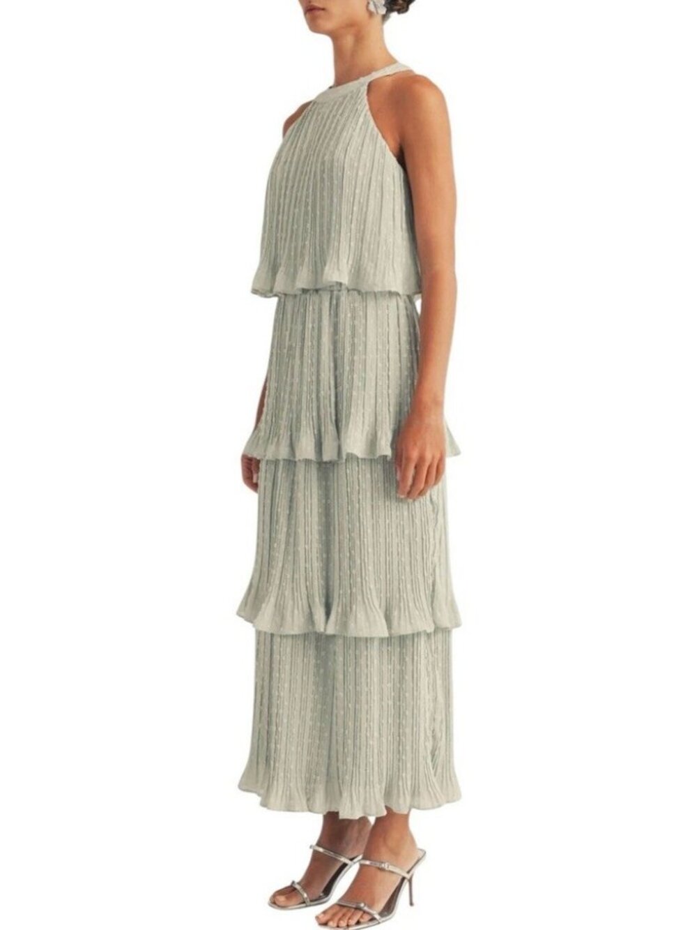 Arose Studio Sage Green Swiss Dot Tiered Dress - Picture 2 of 3